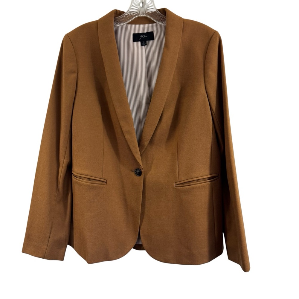 J.Crew Parke Blazer Caramel Wool Flannel #J5627 Classic Jacket Women’s Size 10 - Picture 2 of 16